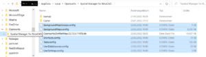 Screenshot Spatial Manager Konfigurationsdateien